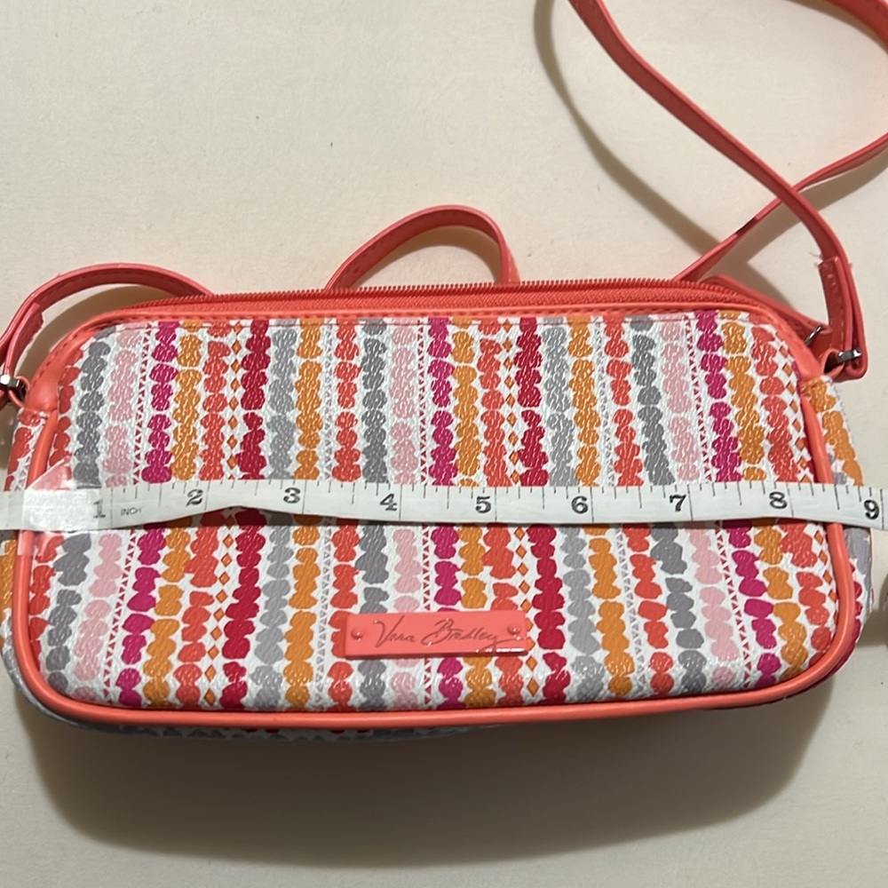 Vera Bradley Coral Confetti Stripe Small Zip Crossbody - Picture 7 of 9
